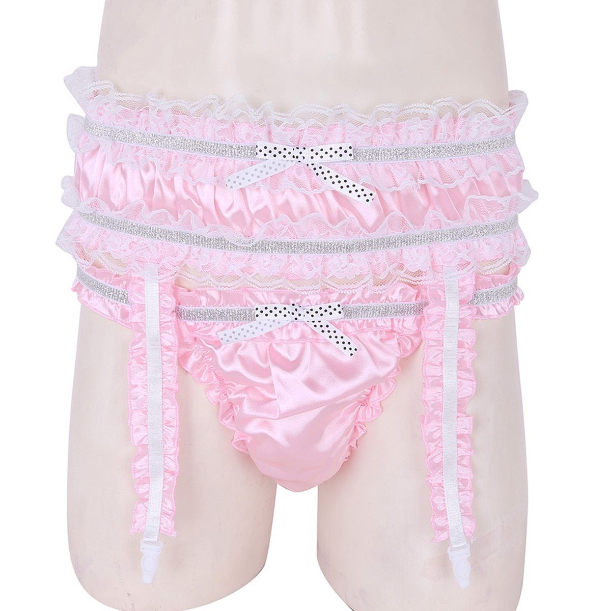 Shiny Satin Ruffled Frilly Low Rise Stretchy Briefs