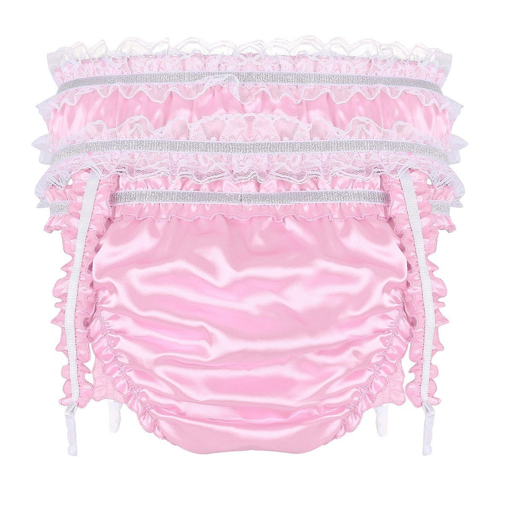 Shiny Satin Ruffled Frilly Low Rise Stretchy Briefs