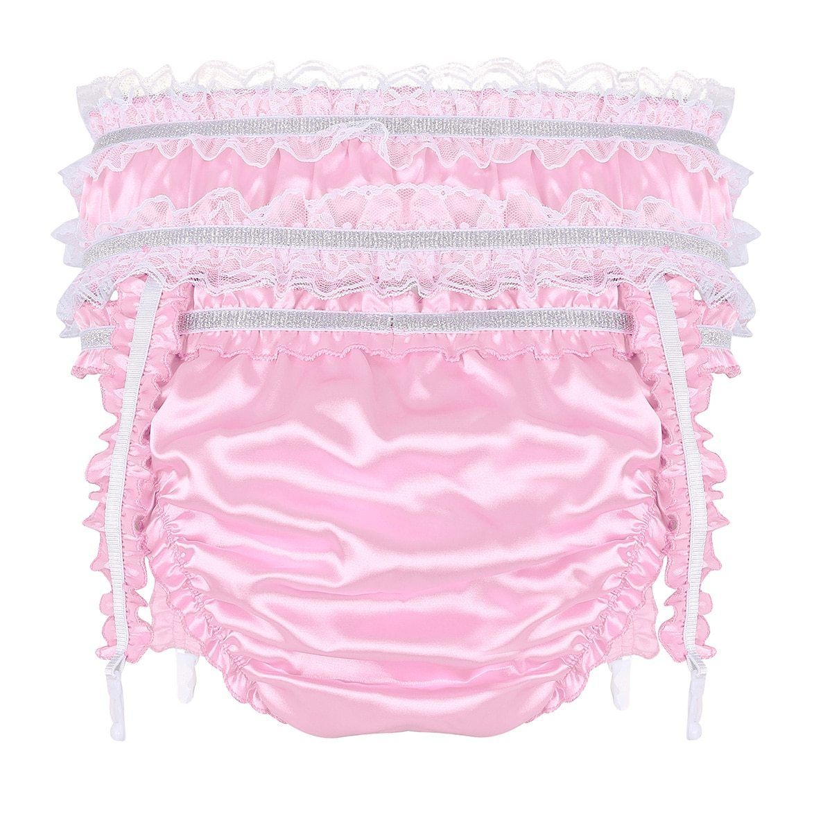Shiny Satin Ruffled Frilly Low Rise Stretchy Briefs