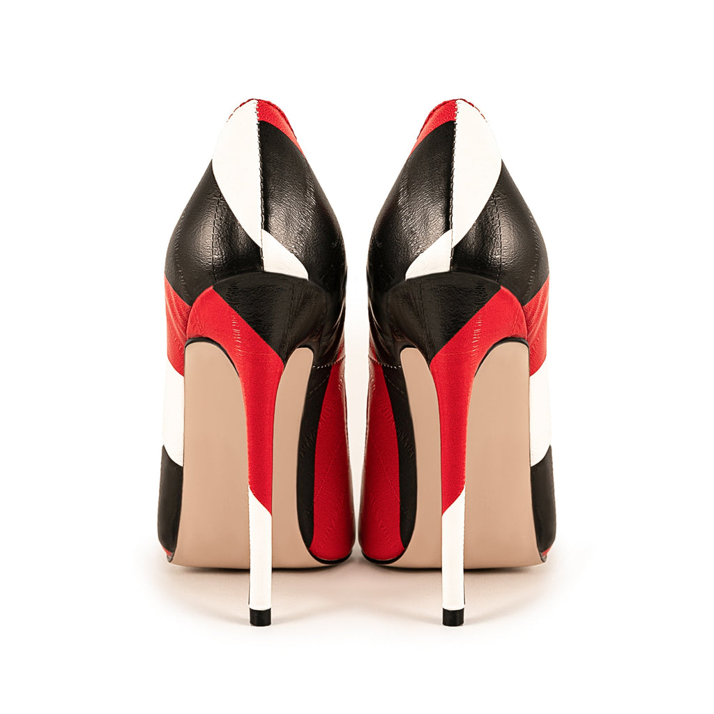 Pointed Toe Mix-Color Slip On Stiletto Pumps