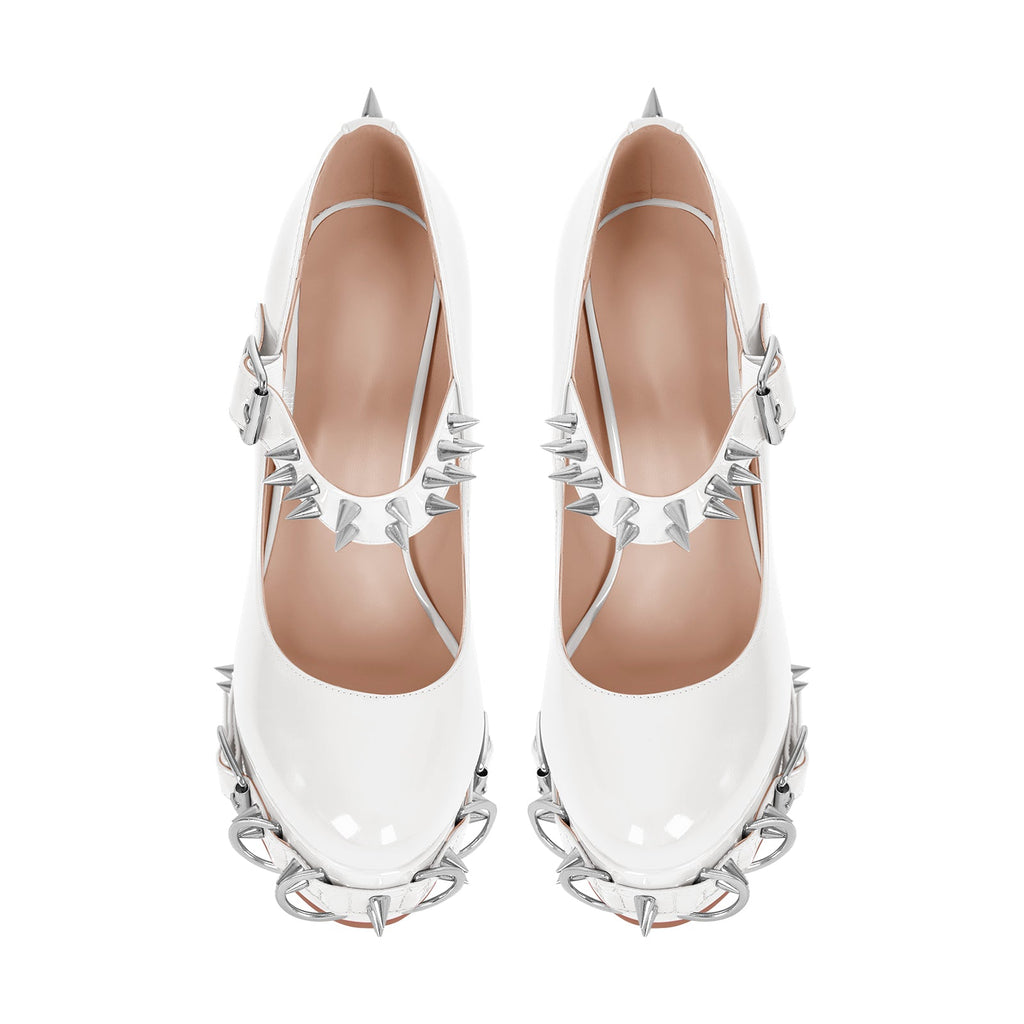 Mary Jane Rivet Platform Chunky Heel Pumps