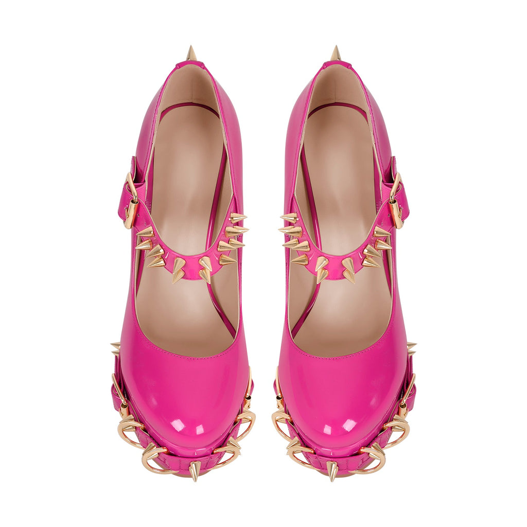 Mary Jane Rivet Platform Chunky Heel Pumps