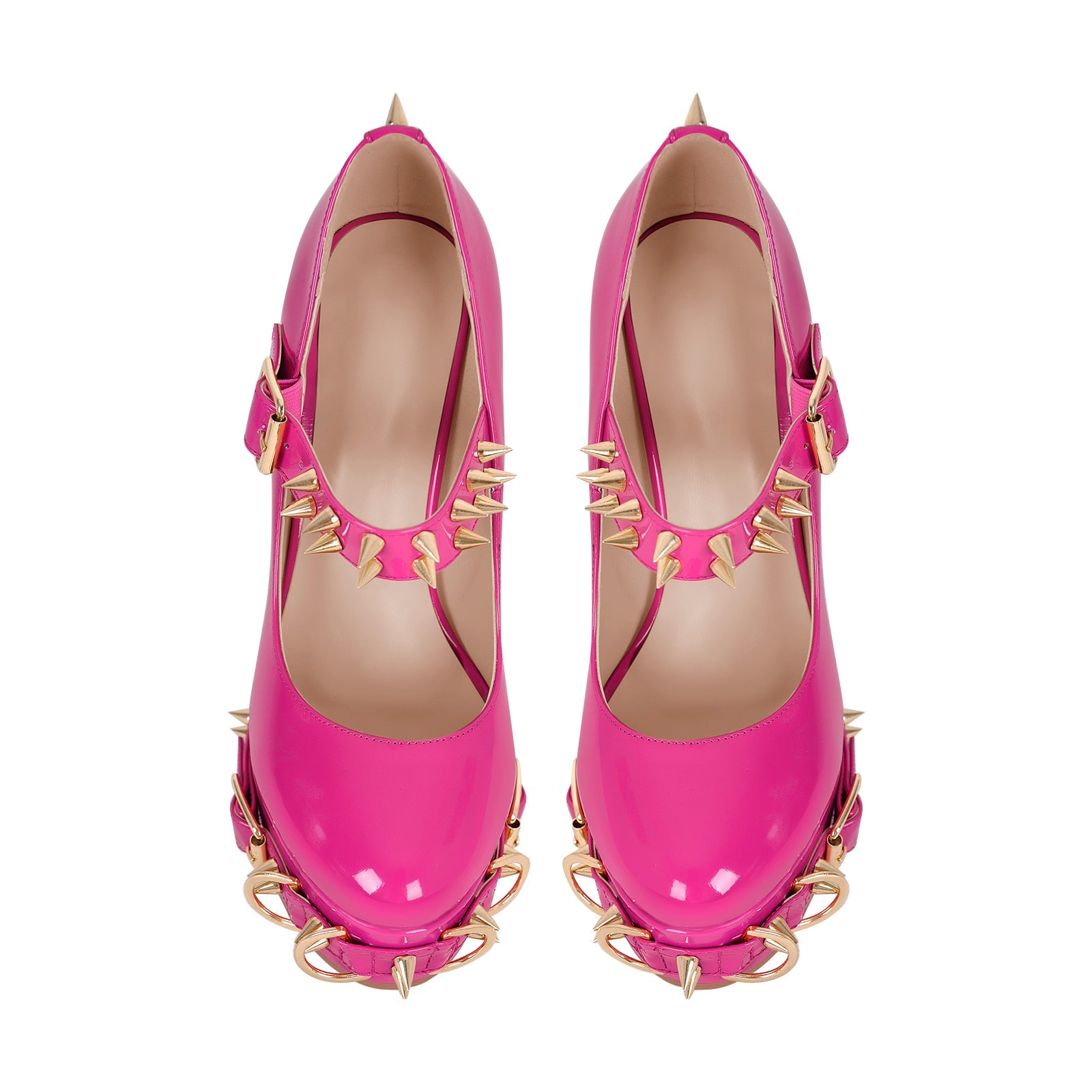 Mary Jane Rivet Platform Chunky Heel Pumps