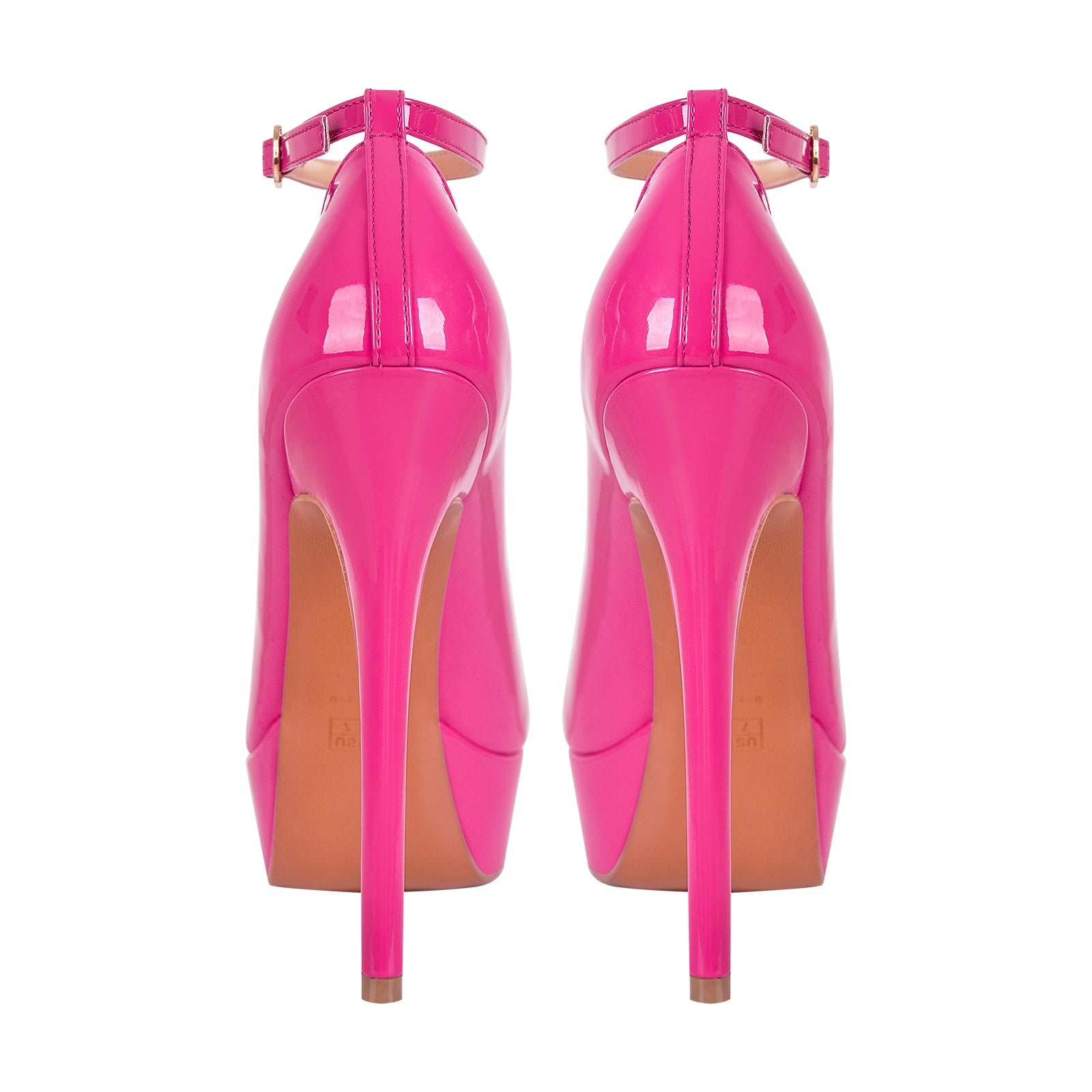 Round Toe Ankle Strap Platform Stiletto Pumps