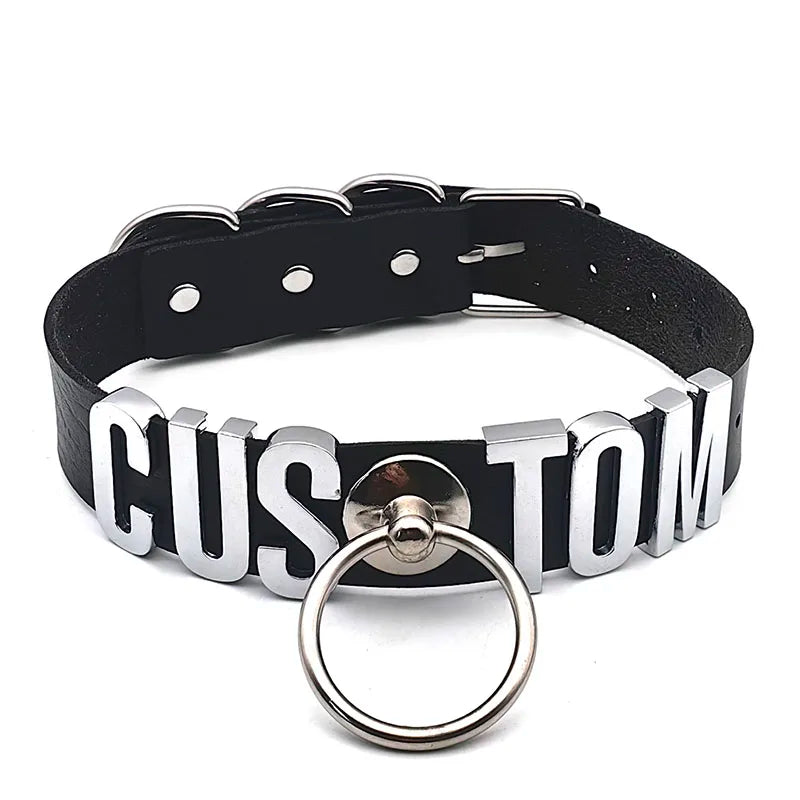 Mistress O-Ring Command Collar — Custom Letter Nameplate