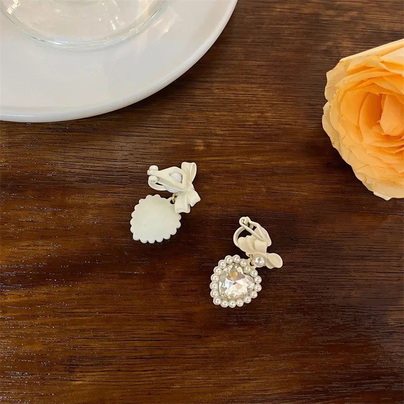 Heart & Bow Clip On Earrings