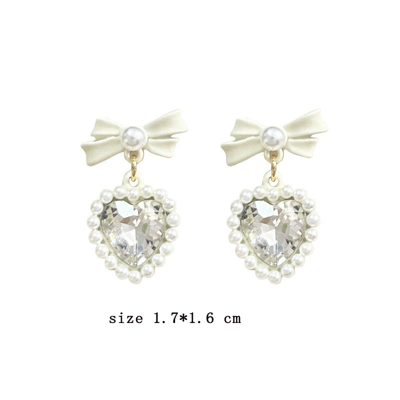 Heart & Bow Clip On Earrings