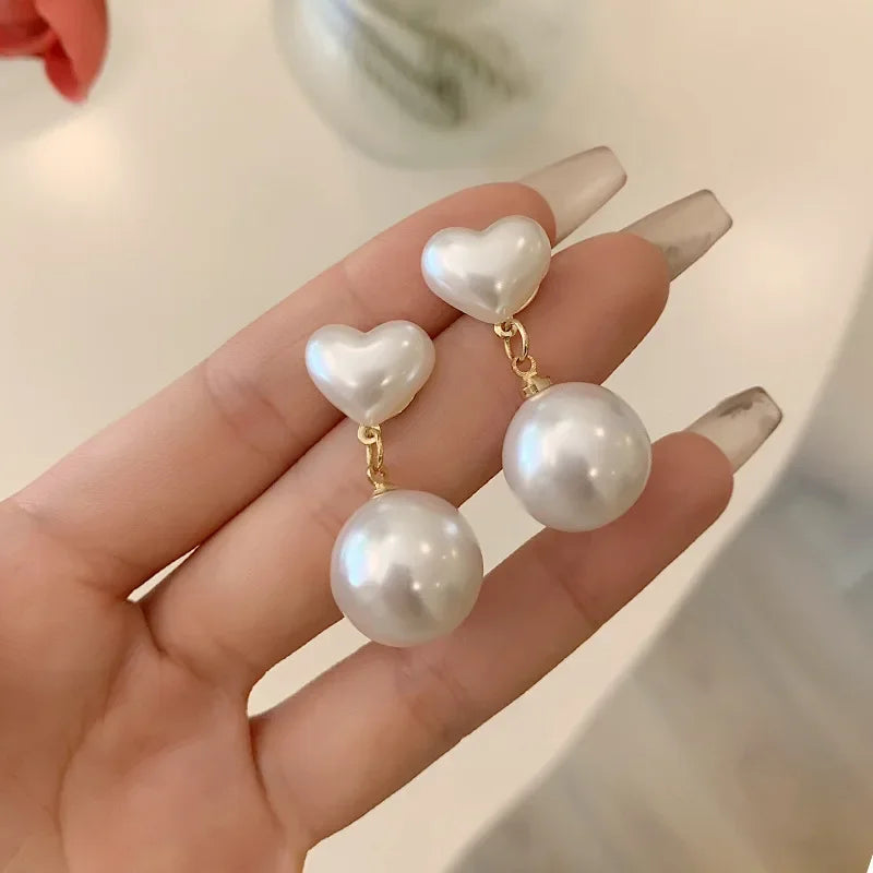 Heart Shaped Pearl Clip On Earrings