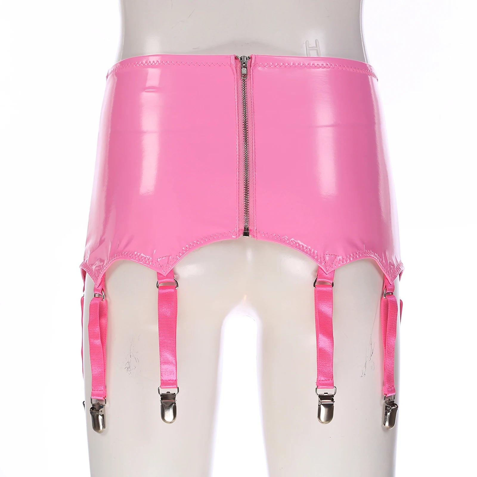 Leather Garter With Metal Clips