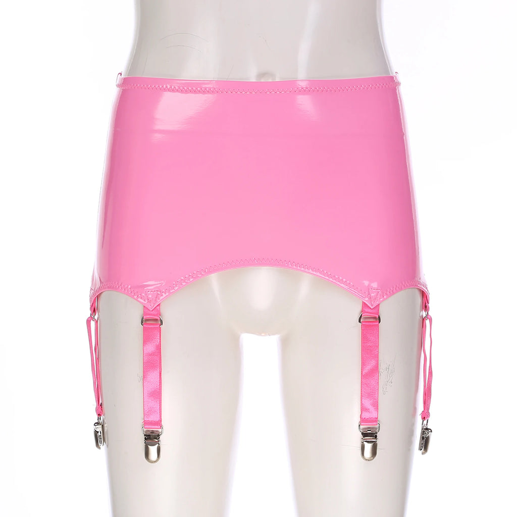 Leather Garter With Metal Clips