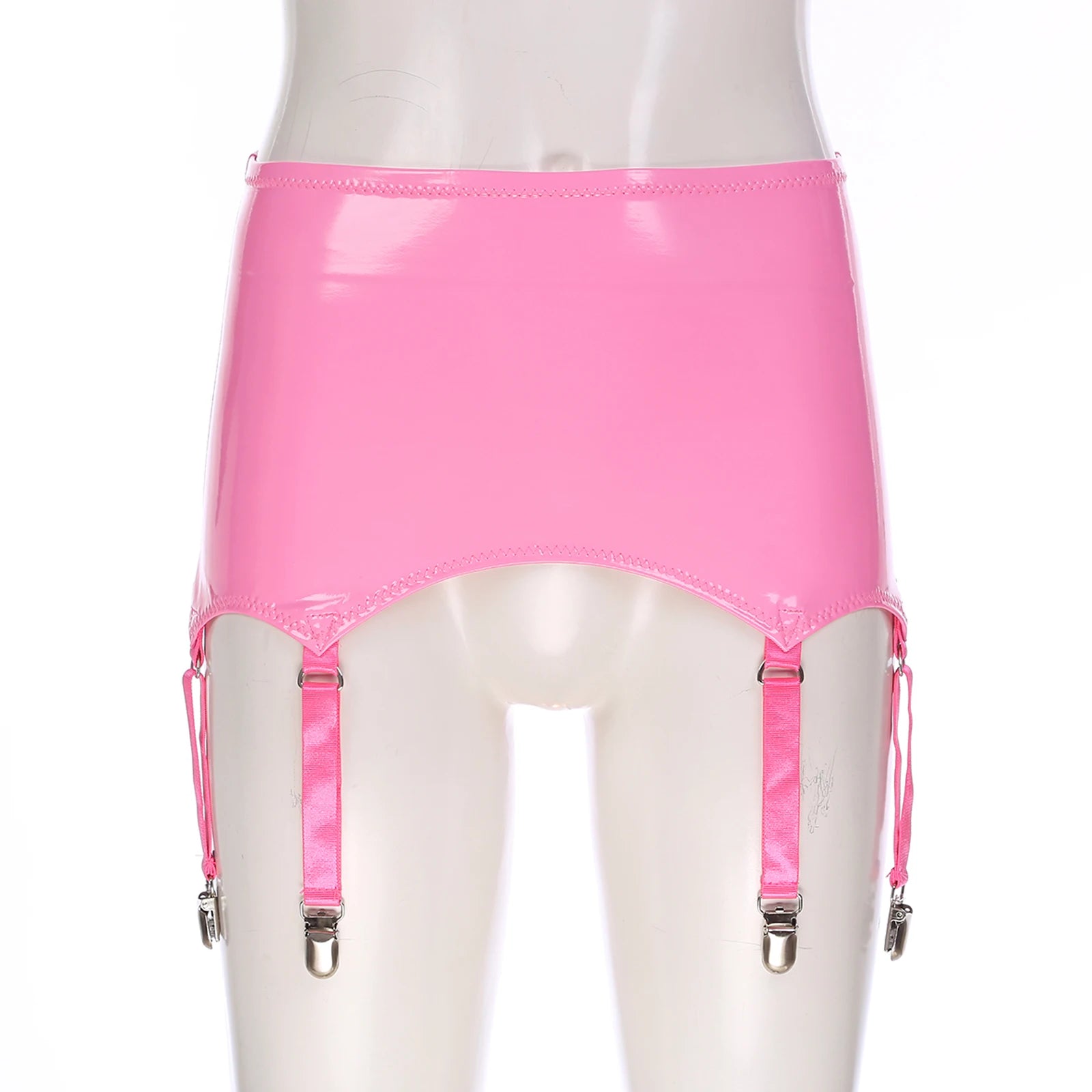 Leather Garter With Metal Clips