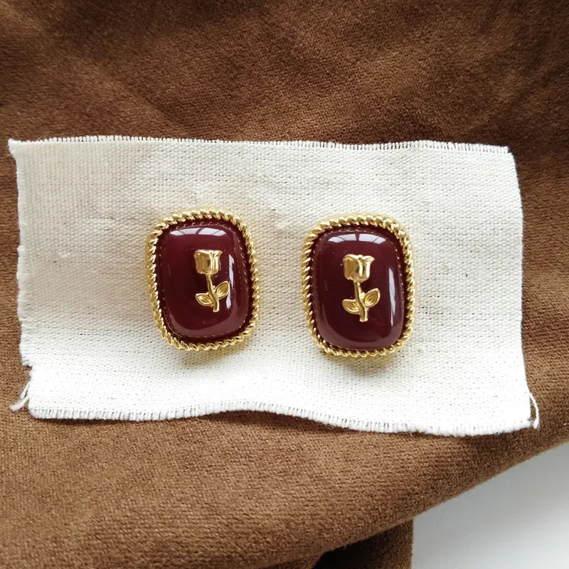 Crossdressing Flower Clip On Earrings