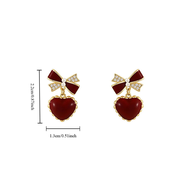 Red Hearts Clip On Earrings