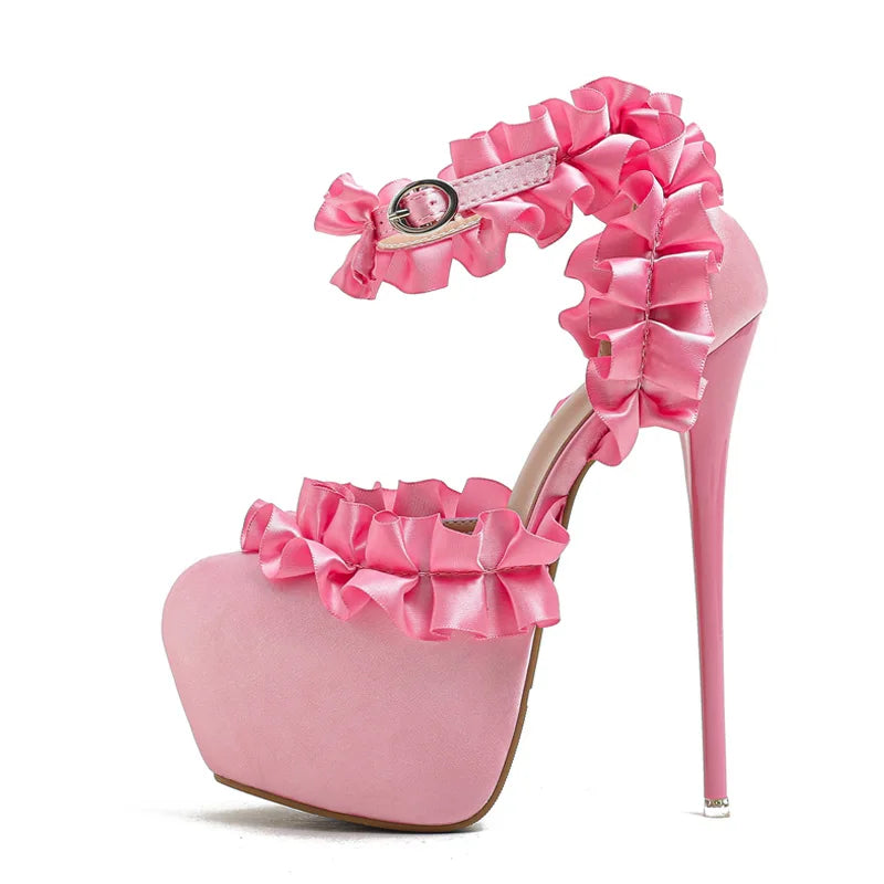 Sissy Ruffles Extreme Heels Platform Pumps – Elevate Your Feminine Fantasy
