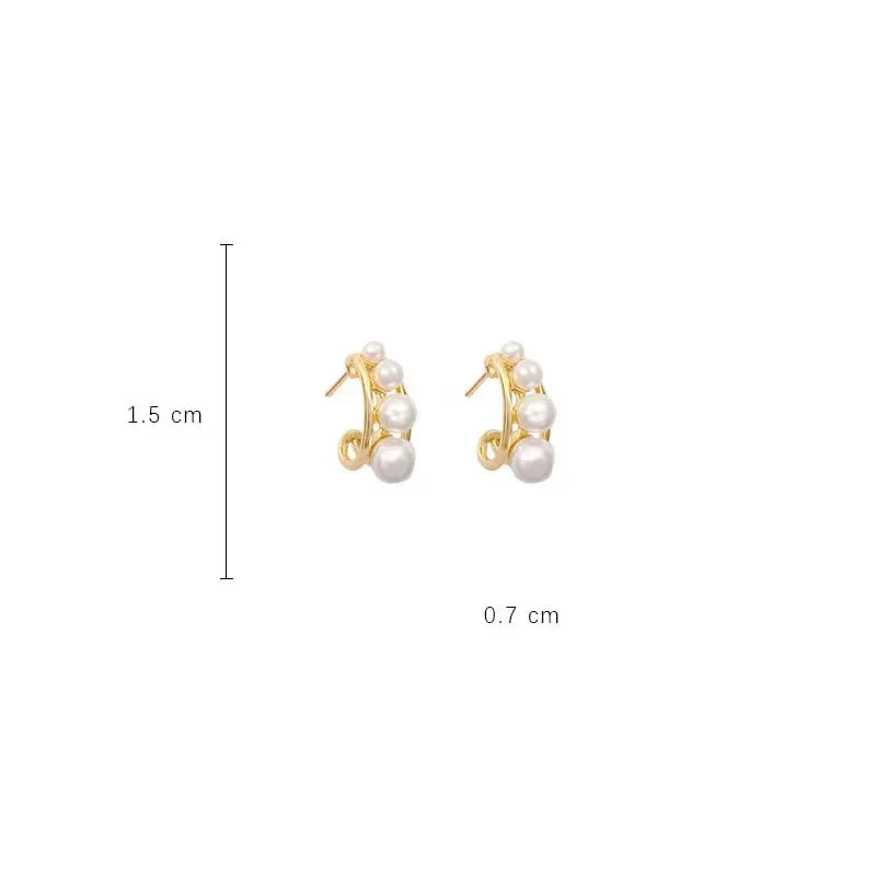 C shaped Pearl Clip On Earrings