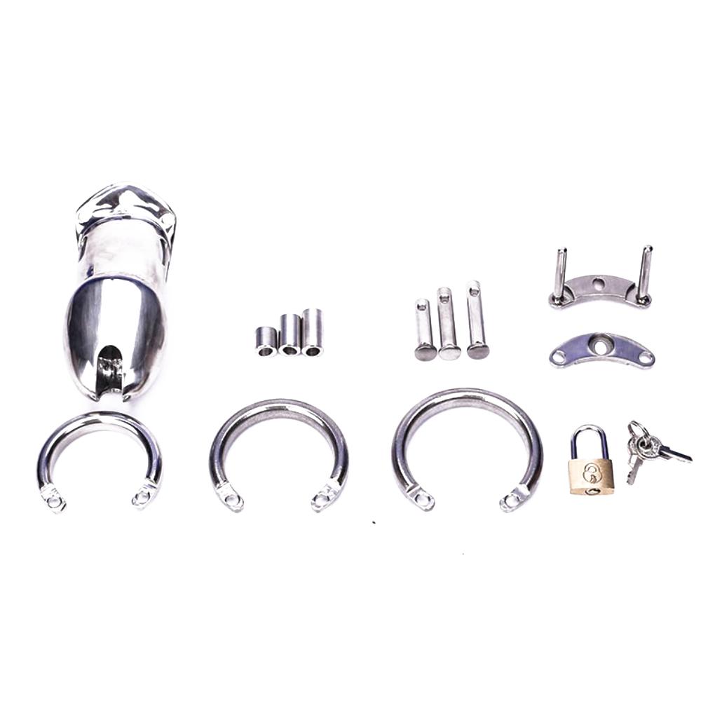 Real Steel Feel Metal Chastity Cage 3.94 inches long(All 3 Rings Include)