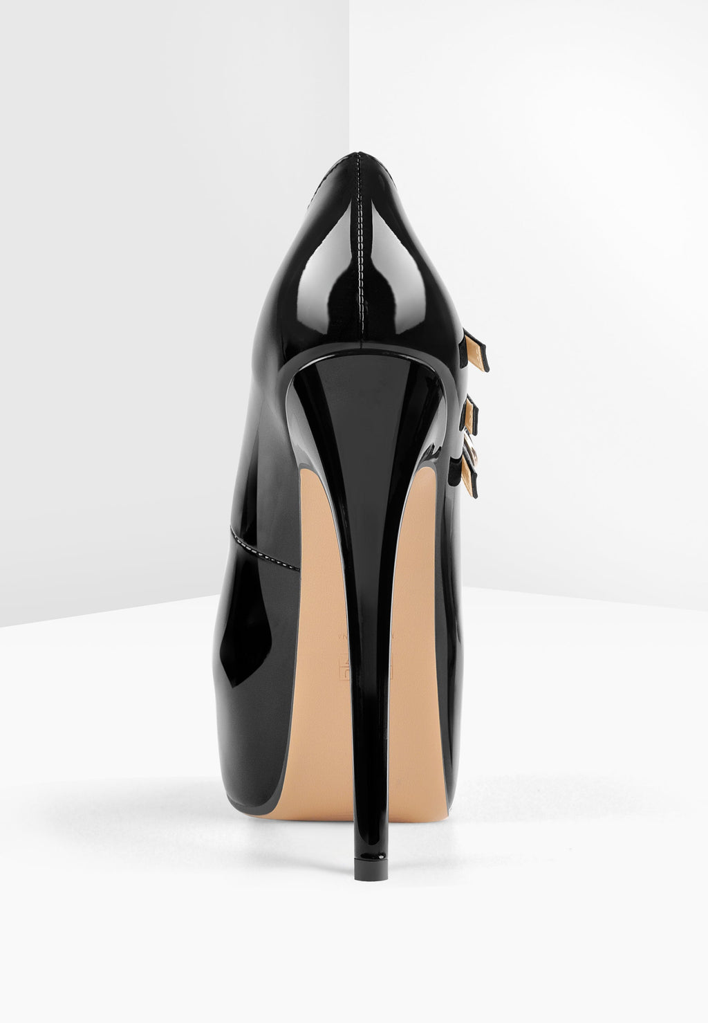 15cm Platform Round Toe Patent Black High Heel Stiletto Pumps