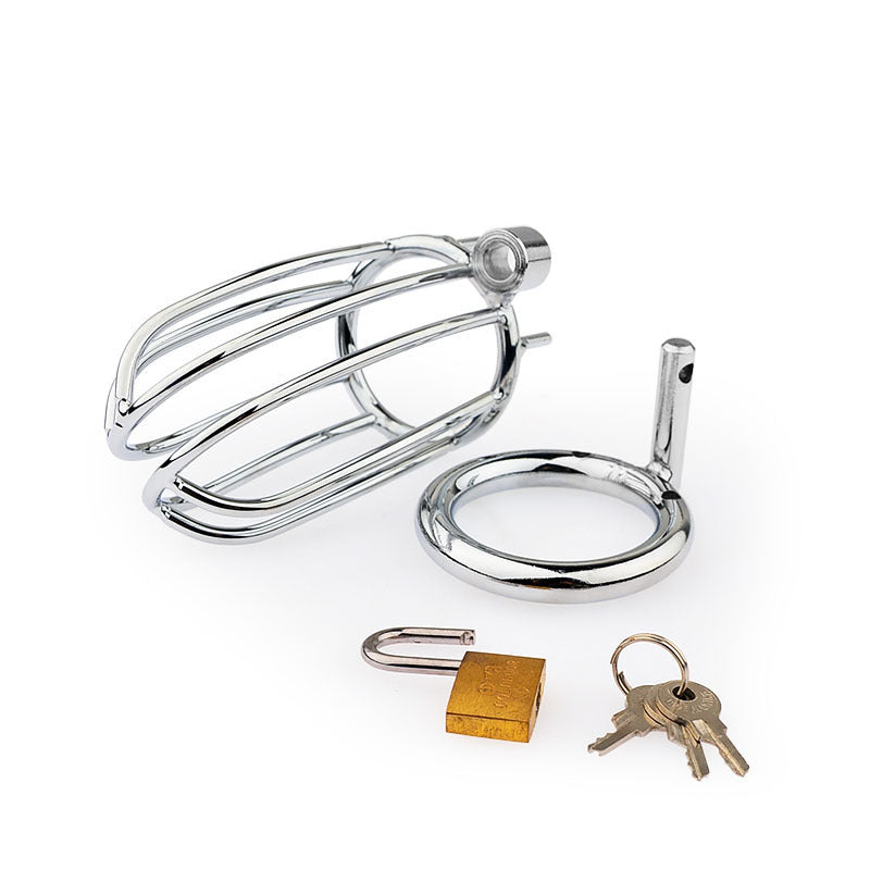 Classic Small Banana Steel Chastity Cage with Lock – Multiple Ring Sizes