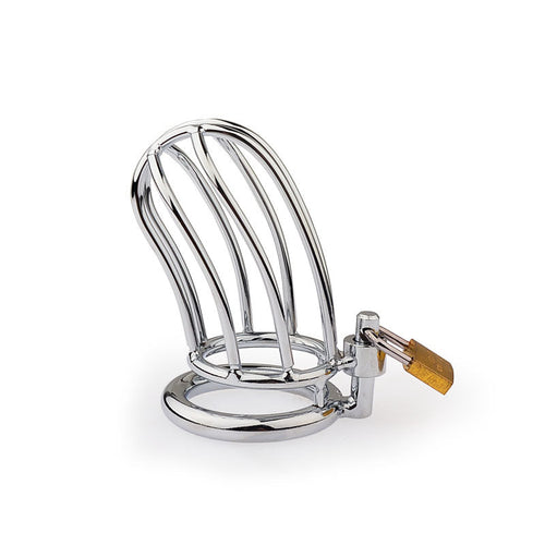 Classic Small Banana Steel Chastity Cage with Lock – Multiple Ring Sizes