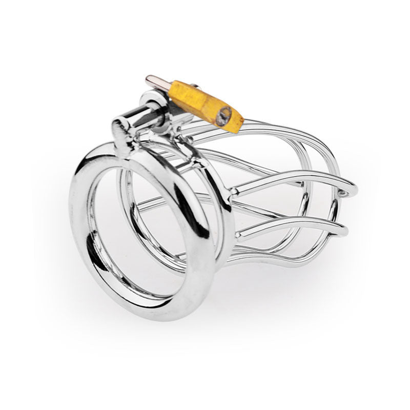 Classic Small Banana Steel Chastity Cage with Lock – Multiple Ring Sizes
