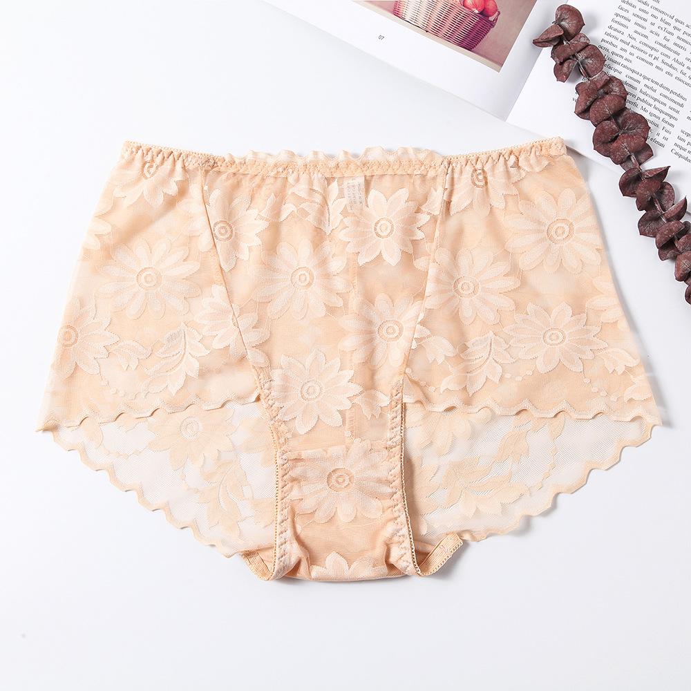High waist sexy plus size transparent flower panties