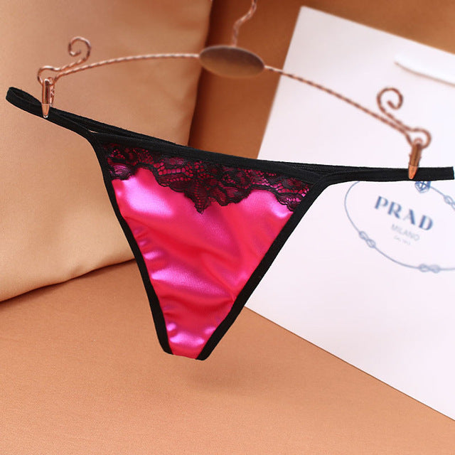 Large satin Thong sexy without trace super elastic luxury low waist Panties