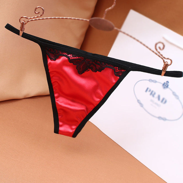 Large satin Thong sexy without trace super elastic luxury low waist Panties