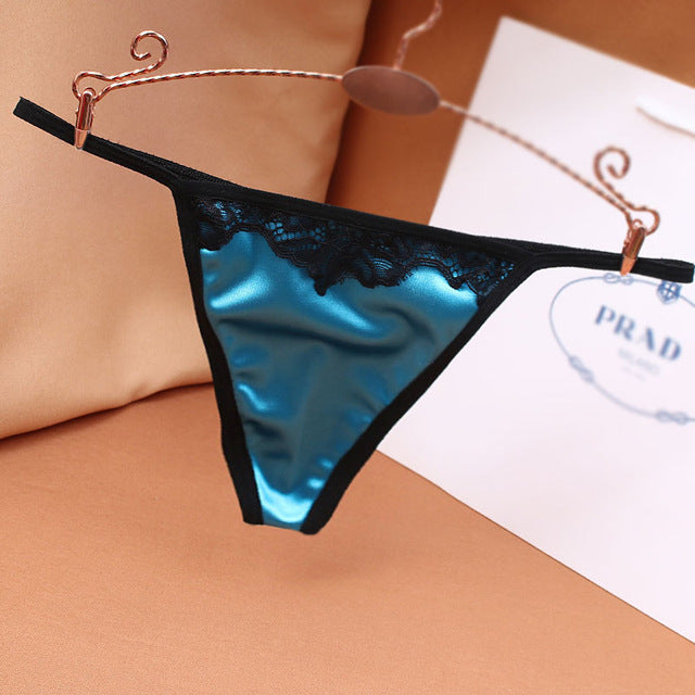 Large satin Thong sexy without trace super elastic luxury low waist Panties