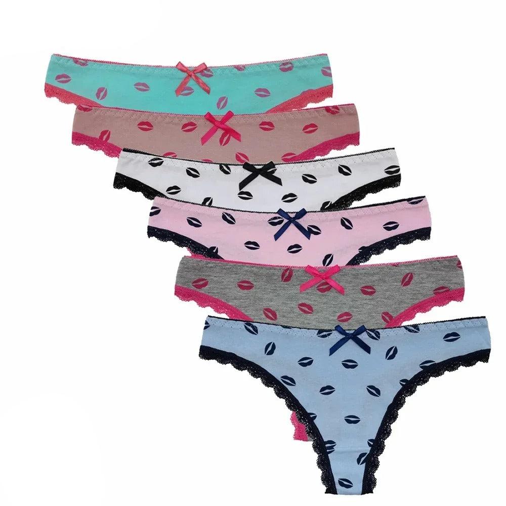 Sissy Lips Print Thong Set (5 Pcs)