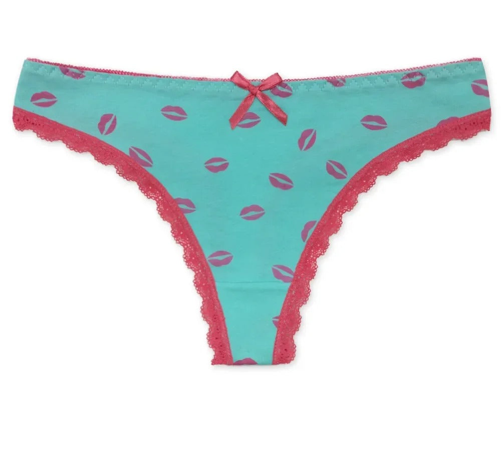 Sissy Lips Print Thong Set (5 Pcs)