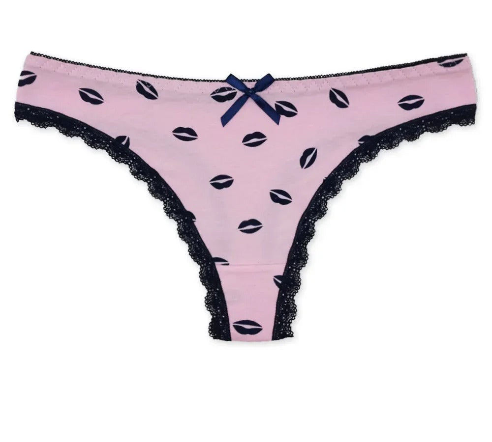 Sissy Lips Print Thong Set (5 Pcs)