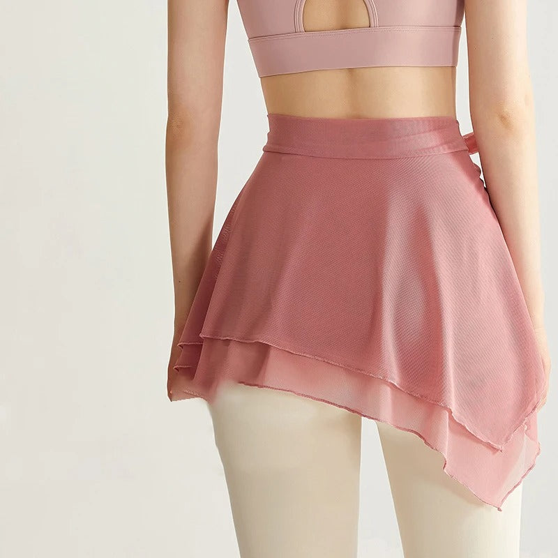 Sissy Delicate Pink Mesh Wrap Skirt - Feminine Tie-Up Mini for Crossdressing & Sissy Training (One Size Fits Most)