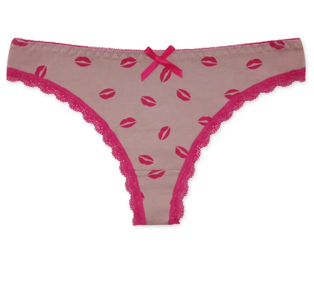 Sissy Lips Print Thong Set (5 Pcs)