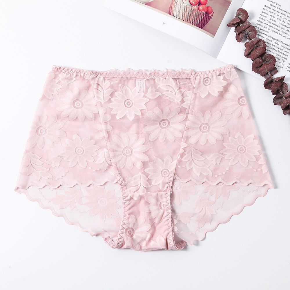 High waist sexy plus size transparent flower panties