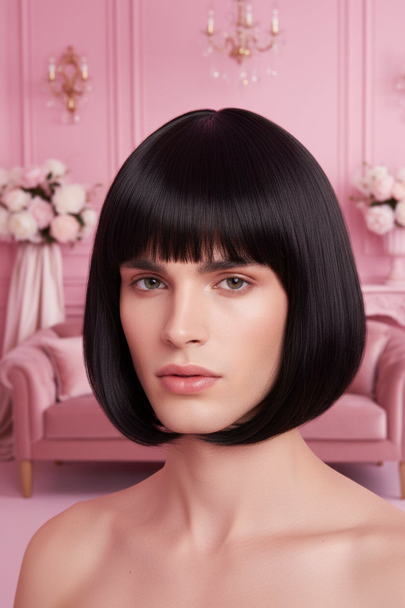 Sissy Short Bob Wig with Bangs – Feminization Hair