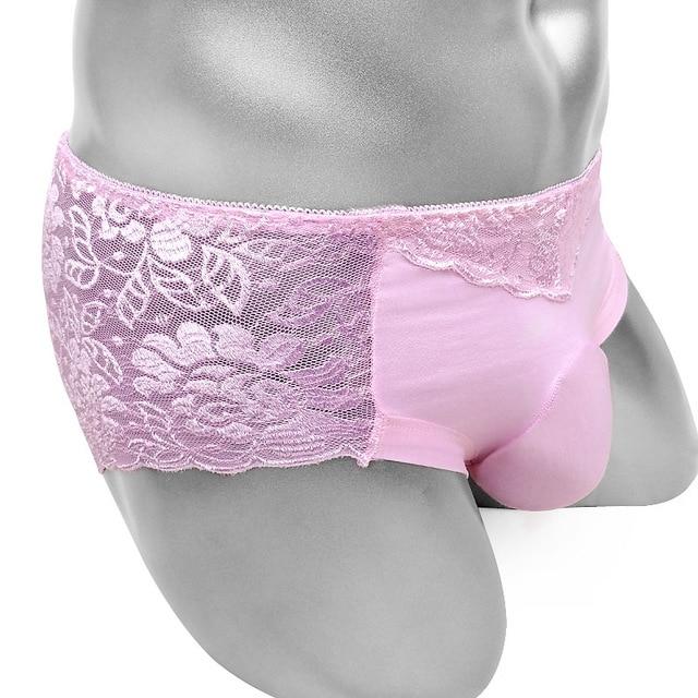 Floral Lace Panties With Penis Pouch
