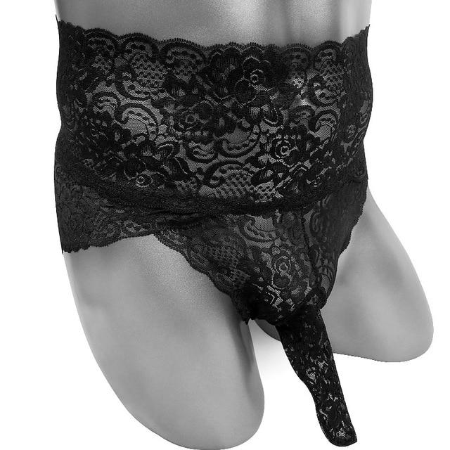 Floral Lace Briefs With Penis Sheath