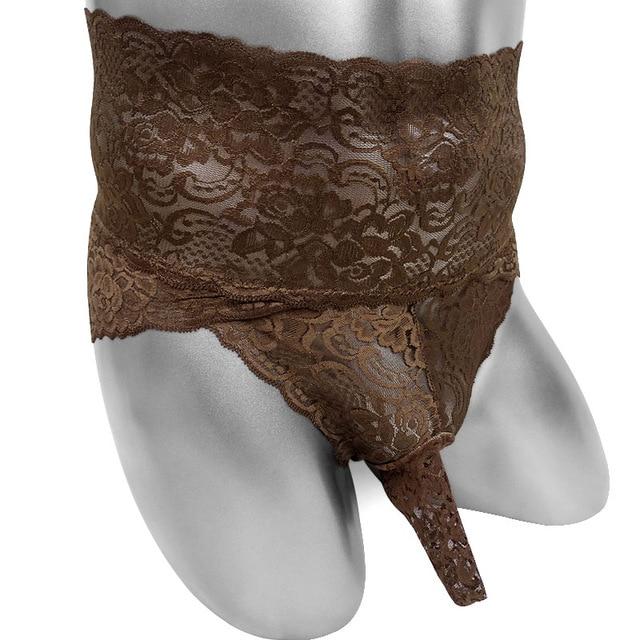 Floral Lace Briefs With Penis Sheath