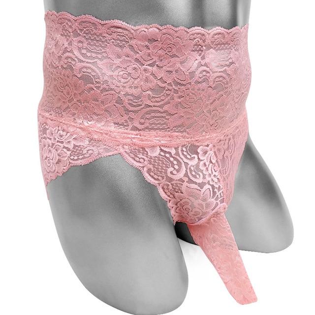 Floral Lace Briefs With Penis Sheath