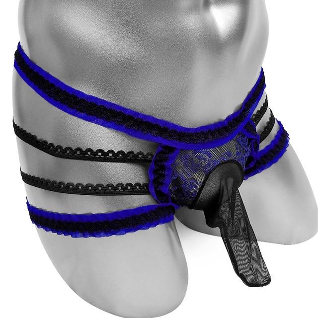 Mens Penis Sleeve Lingerie Lace Sexy Sissy Panties