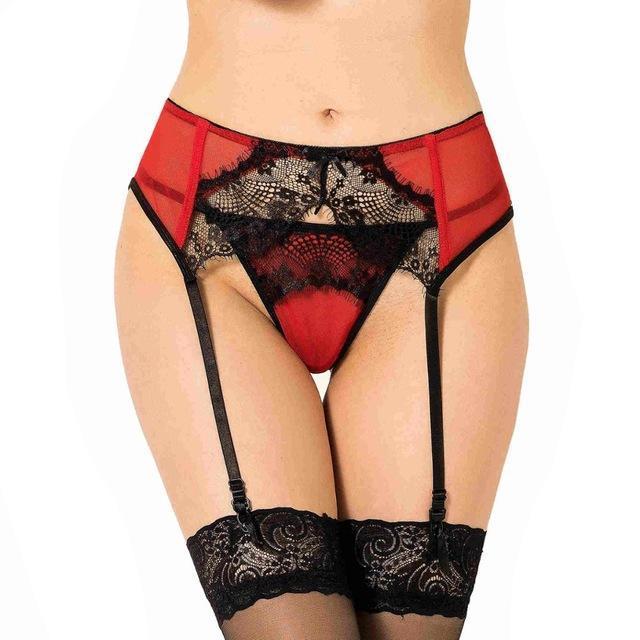 Mid Waist Lace Garter Belt