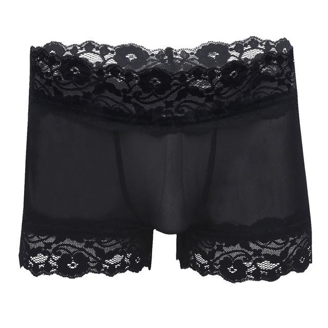 Mesh Lace Open Butt Boxer Briefs