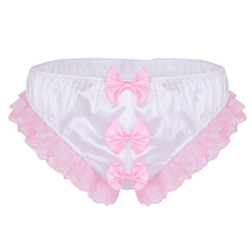 Shiny Ruffles Floral Lace with Bowknots Briefs