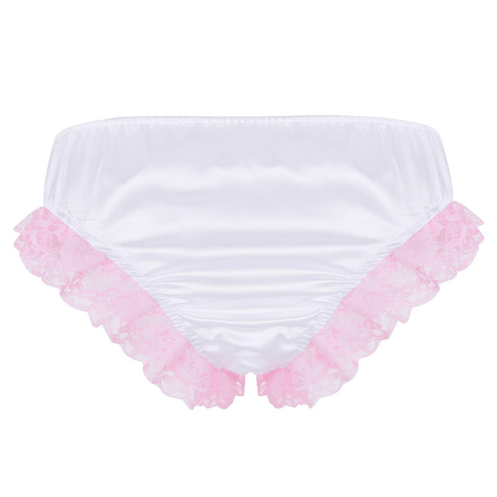 Shiny Ruffles Floral Lace with Bowknots Briefs