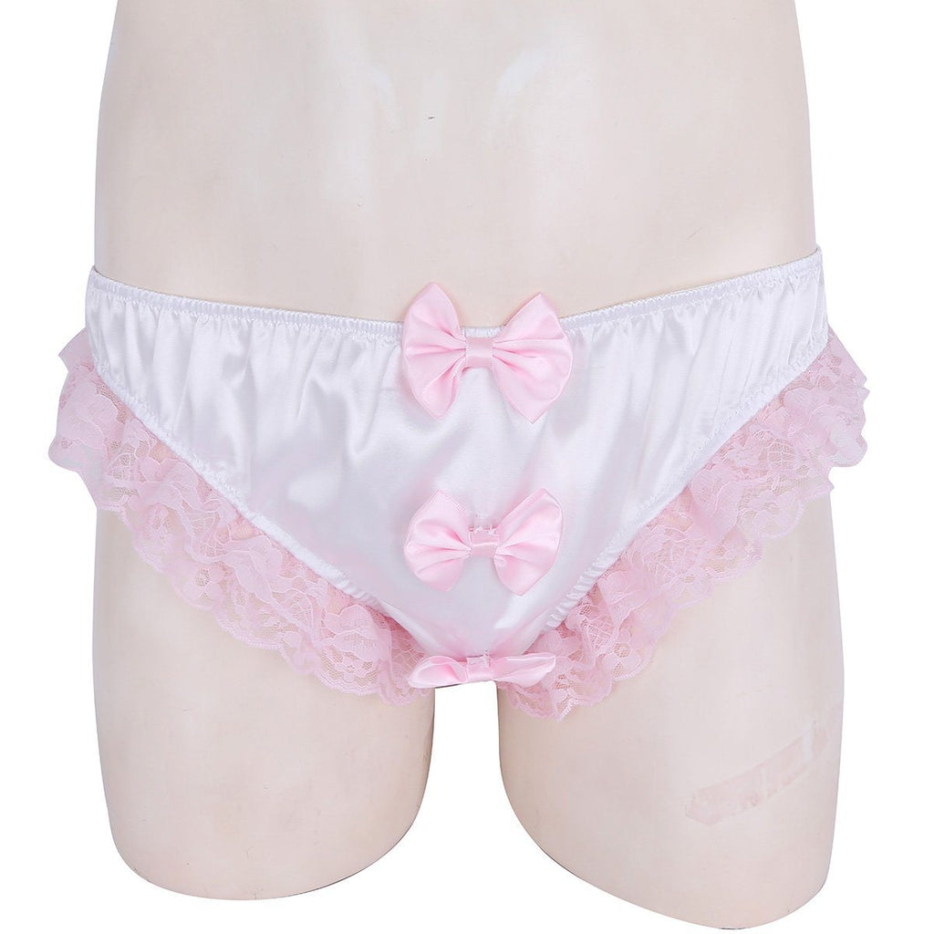 Shiny Ruffles Floral Lace with Bowknots Briefs
