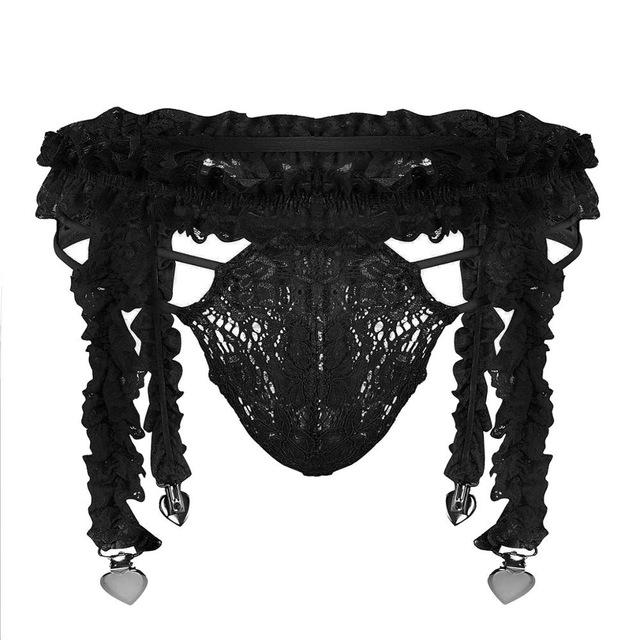 Heart Clips Garter Belt w/ G-string