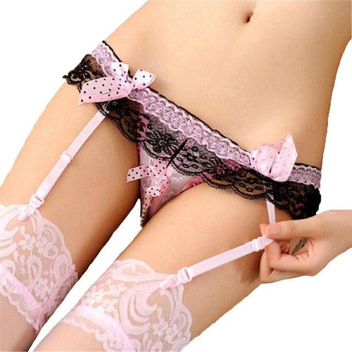 Crotchless Lace Garter Belt w/ Bowknots