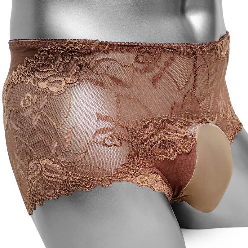 Sissy Lace Boxers With Bulge Pouch