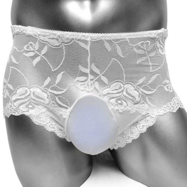 Sissy Lace Boxers With Bulge Pouch