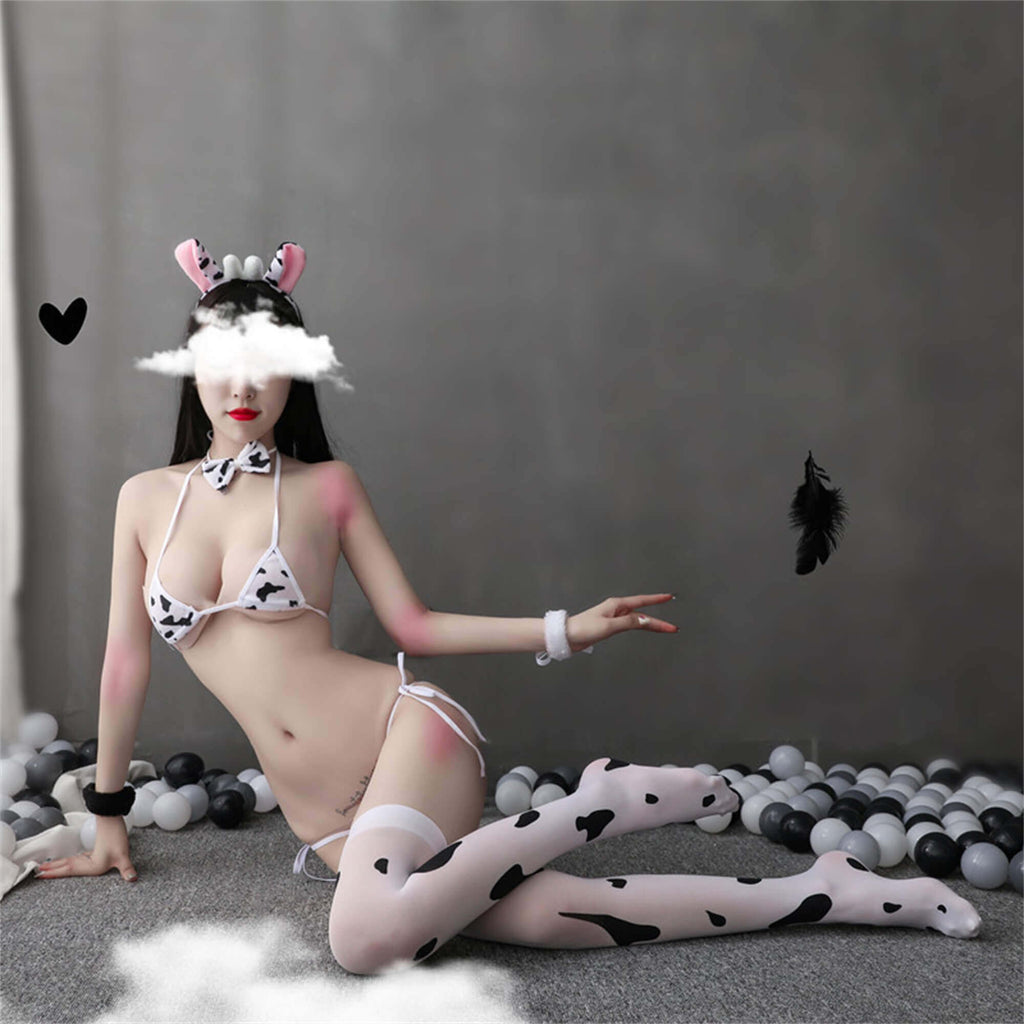 Cute Anime Cow Cosplay Lingerie Set
